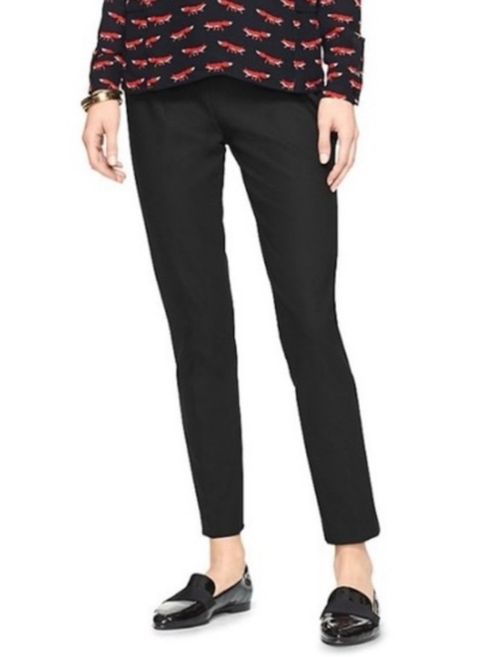 Kate Spade "Blaze A Trail" Black Stretch Waist Gold Zipper Closure Leggings